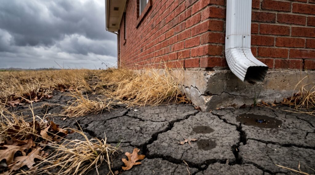 The first hard fall rain after a dry Texas summer: why slabs shift and where your downspouts send the water