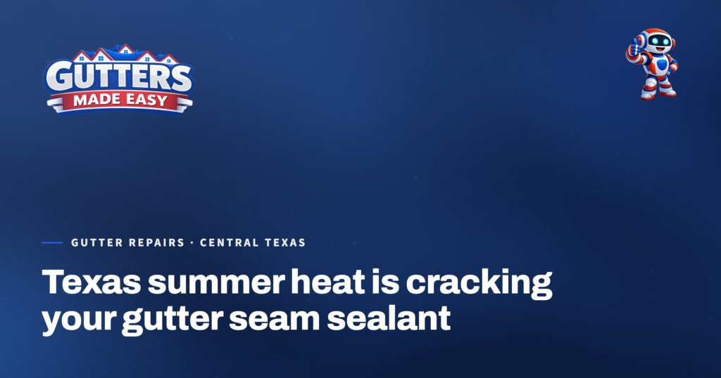 Gutters Made Easy social card: Texas summer heat is cracking your gutter seam sealant